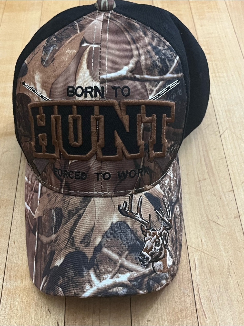Born to Hunt Forced to Work Camo Trucker Hat